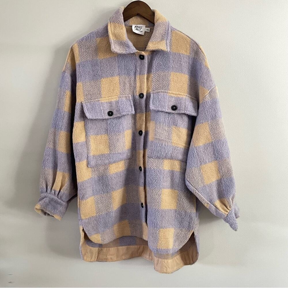 Princess Polly Women’s Keelee Jacket Purple & Cream Check Oversized Shacket XS/S - Picture 4 of 11